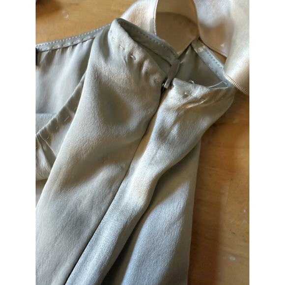 Alberta Ferretti AEFFE Sage Cream 100% Silk Pin Tuck Tank Blouse Top US 8 IT 44 - Picture 6 of 10